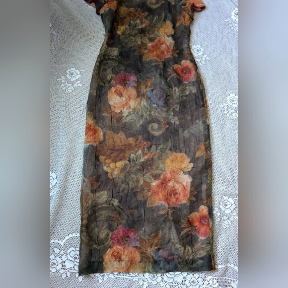 Vintage Autumn Floral Midi Dress - Picture 2 of 5